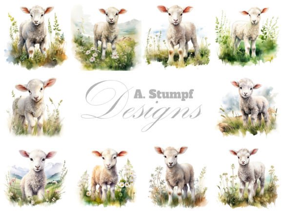 Download Lamb Watercolor Farm Animal Clipart Set - Animal clipart Collection