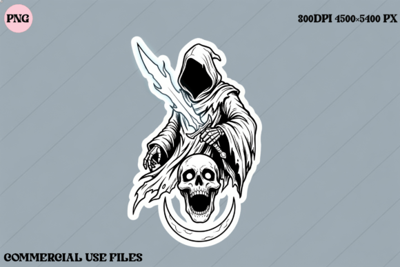 Download Grim Reaper Skull Moon Tattoo Design PNG - Tattoo design Collection