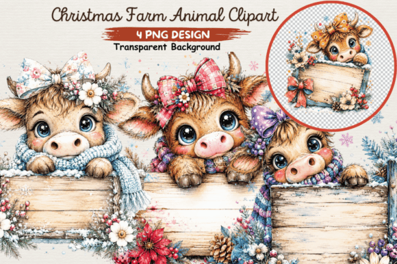 Download Christmas Farm Animal Clipart PNG - Animal clipart Collection