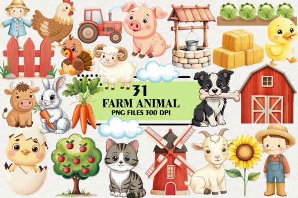 Download Kawaii Farm Animal Clipart Bundle - Animal clipart Collection