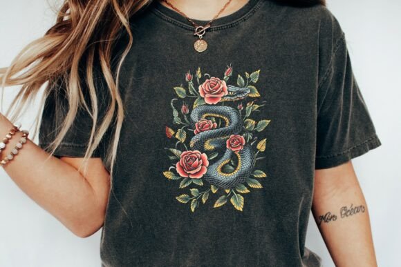 Download Snake Rose Traditional Tattoo Design Png - Tattoo design Collection