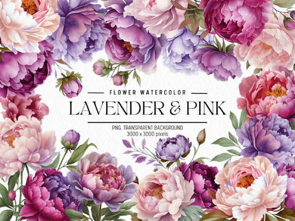 Download Lavender &amp; Pink Flowers Watercolor - Pink Collection