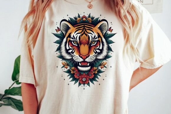 Download Fierce Tiger Floral Tattoo Design Png - Tattoo design Collection