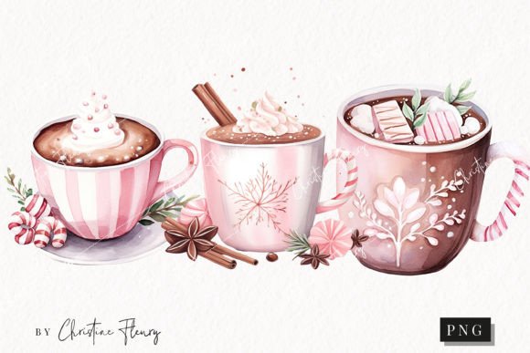 Download Watercolor Pink Hot Cocoa Clipart - Pink Collection