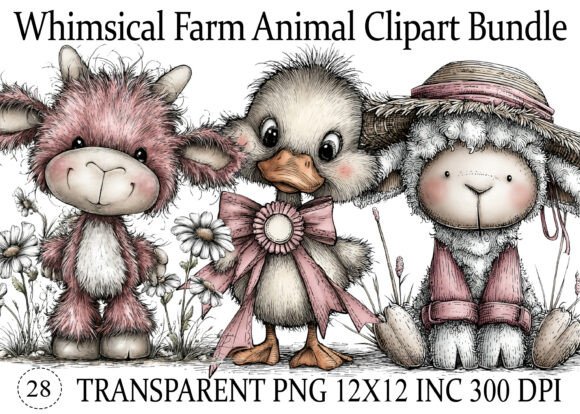 Download Whimsical Farm Animal Clipart Bundle - Animal clipart Collection
