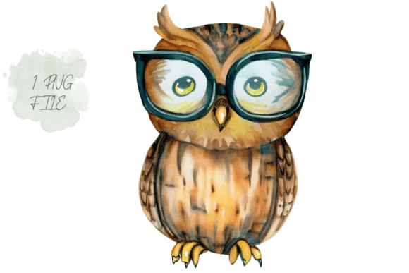 Download Wise Owl with Glasses Watercolor Clipart - Owl Collection