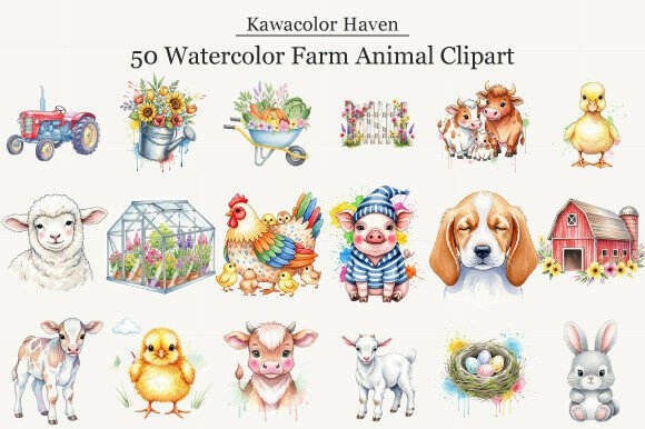 Download Watercolor Farm Animal Clipart - Animal clipart Collection