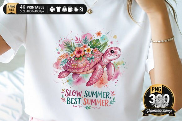 Download Pink Turtle Slow Summer T-Shirt Design - Pink Collection