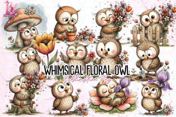 Download Whimsical Floral Owl PNG - Owl Collection